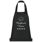 Titelbild_schwarz Küchenschürze mit Wunschnamen bestickt