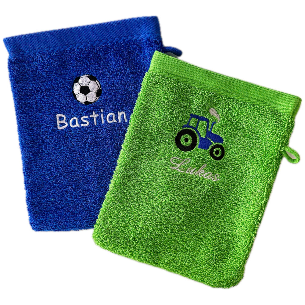 Waschlappen mit Namen, Text oder Motiv bestickt