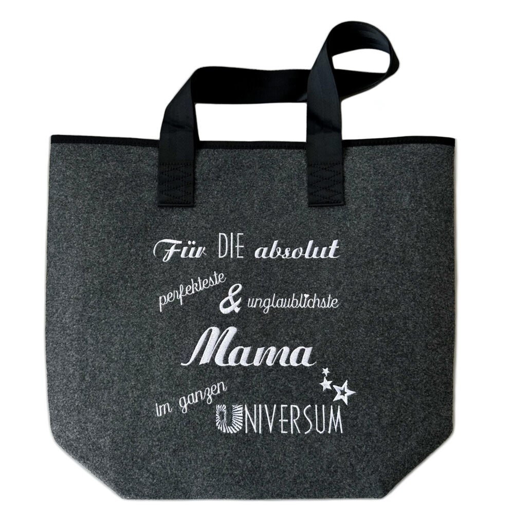 Filztasche_Universum Filztasche | Für die absolut perfekteste & unglaublichste WUNSCHNAME im ganzen Universum | Shopper hochwertig bestickt