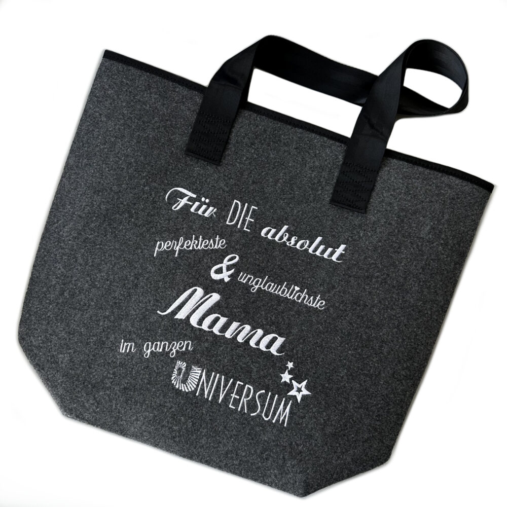 Filztasche_Universum2 Filztasche | Für die absolut perfekteste & unglaublichste WUNSCHNAME im ganzen Universum | Shopper hochwertig bestickt
