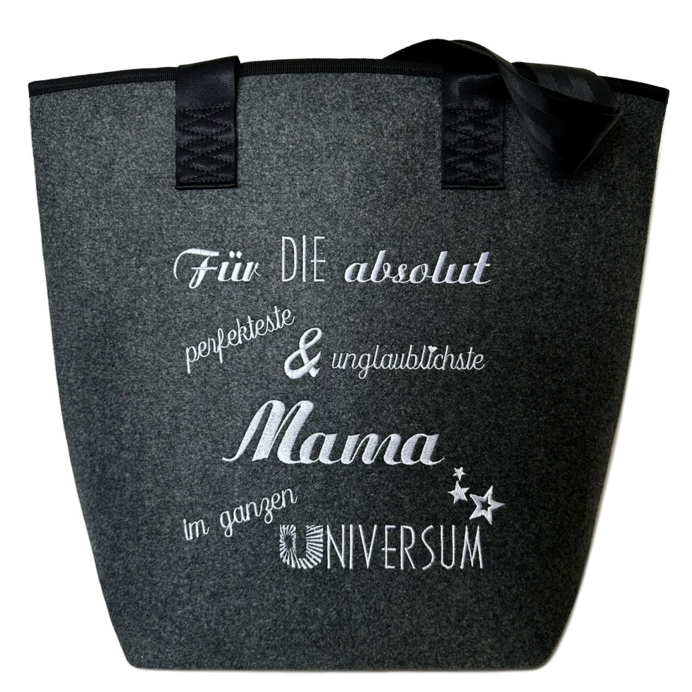Filztasche_Universum3 Filztasche | Für die absolut perfekteste & unglaublichste WUNSCHNAME im ganzen Universum | Shopper hochwertig bestickt