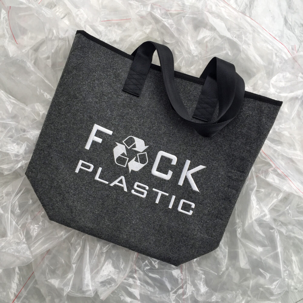 FuckPlastic Filztasche | F*ck Plastic | Shopper hochwertig bestickt