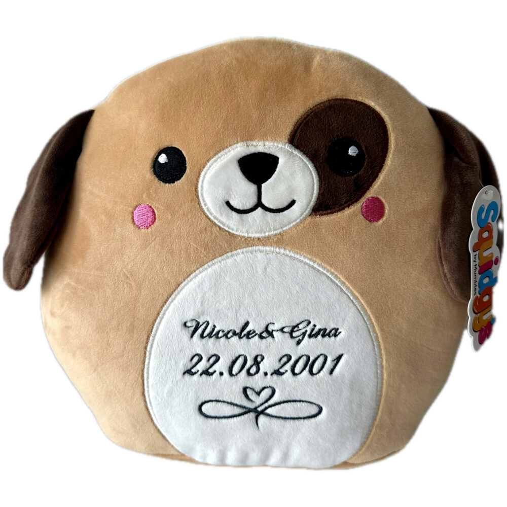 Schnoschi Kuscheltiere Hund rund Kuscheltier mit Namen bestickt