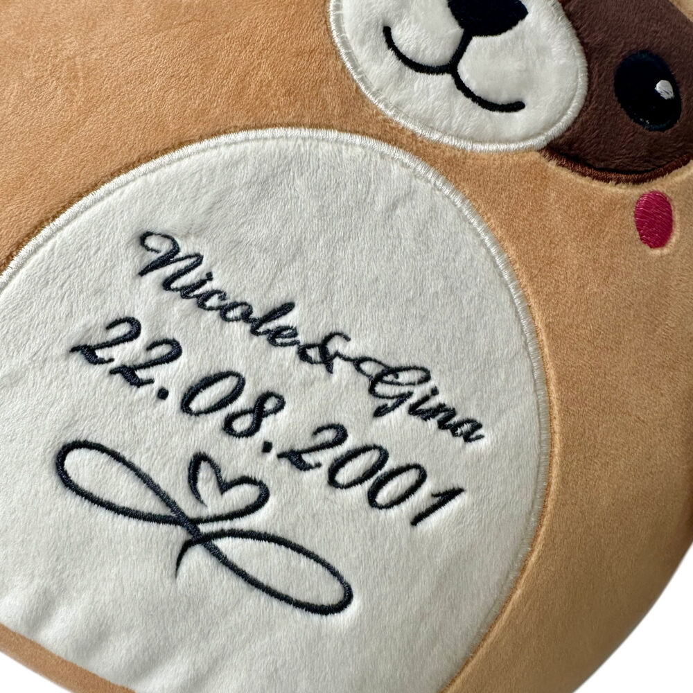 Hund4 Hund (rund) | Kuscheltier bestickt | personalisiert mit Namen, Initialen oder Motiv