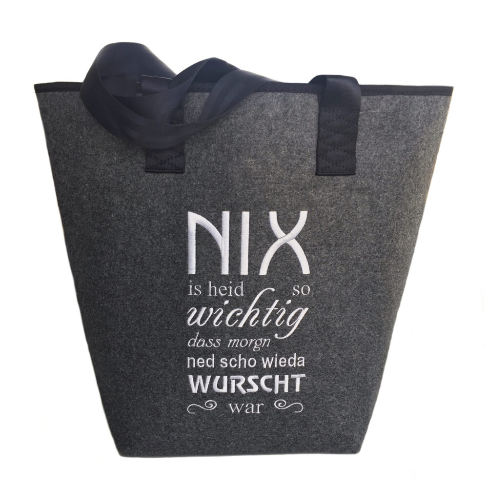 Schnoschi Filztaschen Shopper Filztasche Spruch bestickt