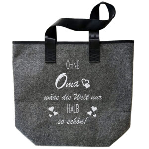 Filztasche | Ohne Oma wäre die Welt nur halb so schön! | Shopper hochwertig bestickt