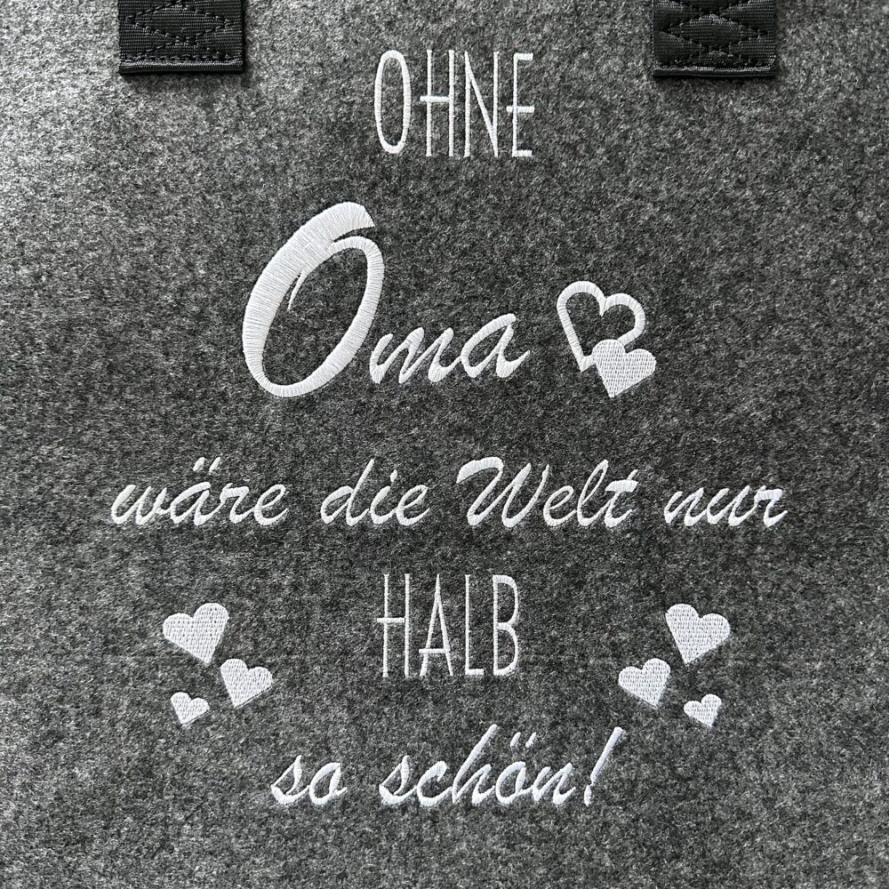 Schnoschi Filztaschen Ohne Oma Shopper bestickt Geschenk