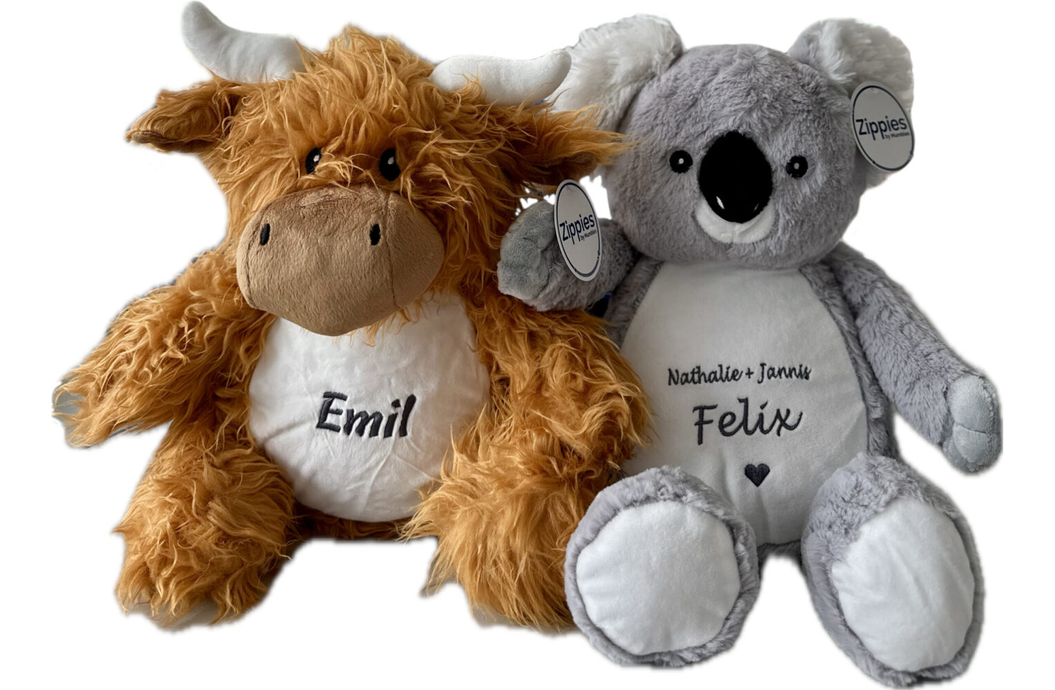 Ring_Koala_bestickt_weiß Rind | Kuscheltier bestickt | personalisiert mit Namen, Initialen oder Motiv