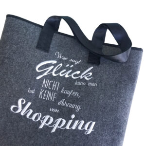 Filztasche | Wer sagt Glück kann man nicht kaufen, hat keine Ahnung von Shopping | Shopper hochwertig bestickt