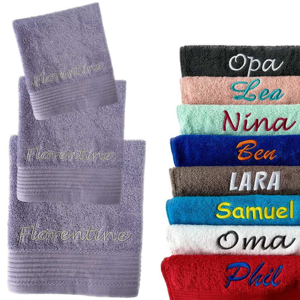 Schnoschi Frottier & Bad 3er Handtuchset bestickt Gäste Dusche Bad