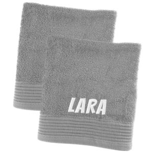 grau 2er-Set BADEHANDTÜCHER | bestickt mit Wunschtext & Motiv | 70 x 140 cm