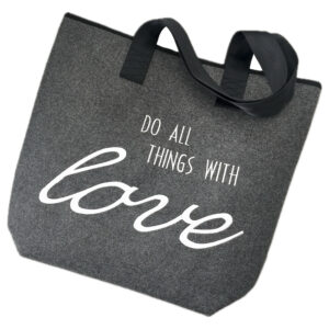 Filztasche | Do all things with love | Shopper hochwertig bestickt