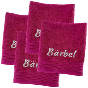 pink 4er-Set BADEHANDTÜCHER | bestickt mit Wunschtext & Motiv | 70 x 140 cm